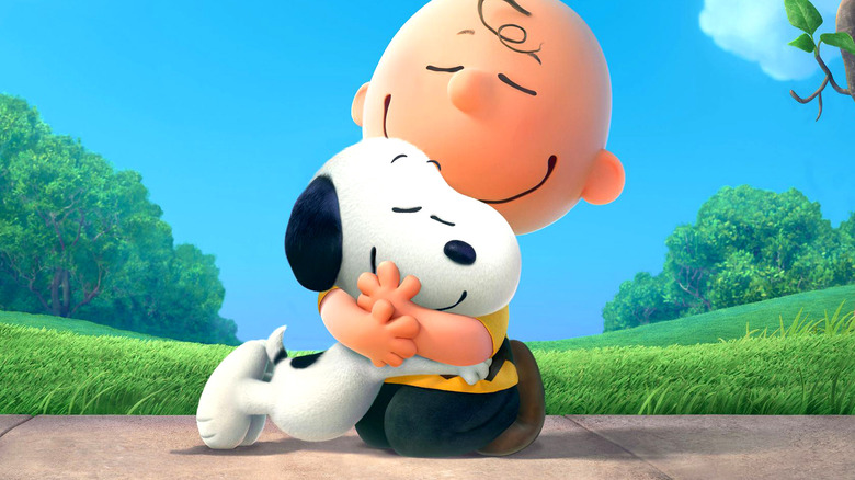 Charlie Brown and Snoopy hugging