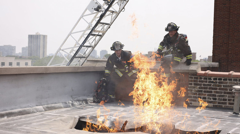 Casey and Mouch fighting fire