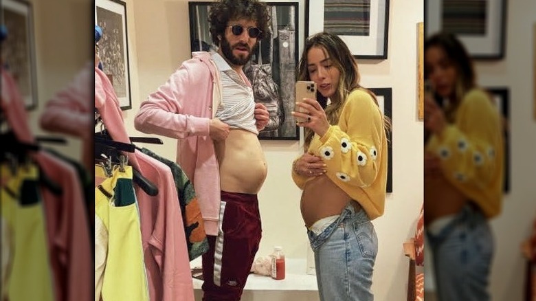 Chloe Bennet comparing bellies with Lil Dicky