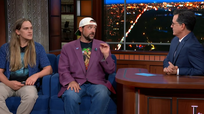 smith and mewes with colbert on the late show