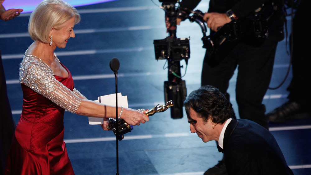 Helen Mirren 'knighting' Day-Lewis