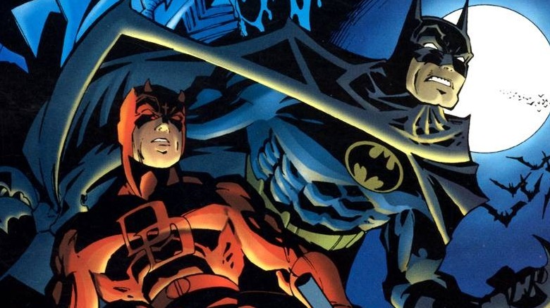 Daredevil and Batman against the moon