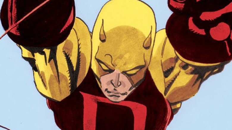 Daredevil in yellow costume leaps