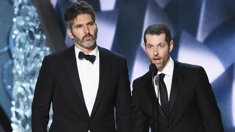 David Benioff and D.B. Weiss at microphone