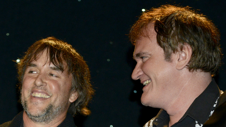 Tarantino laughing with Linklater