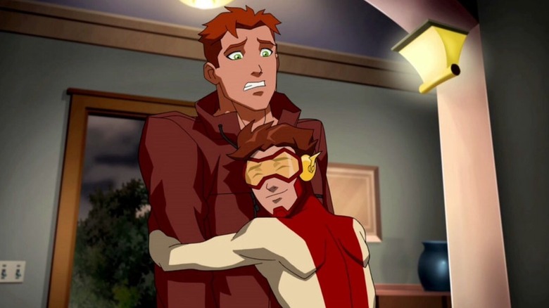 Bart Allen hugging Wally West