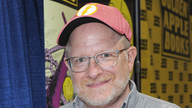 Mark Waid wearing a Flash cap