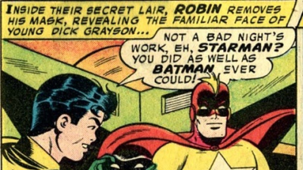 Robin and Batman, disguised as Starman, from DC Comics