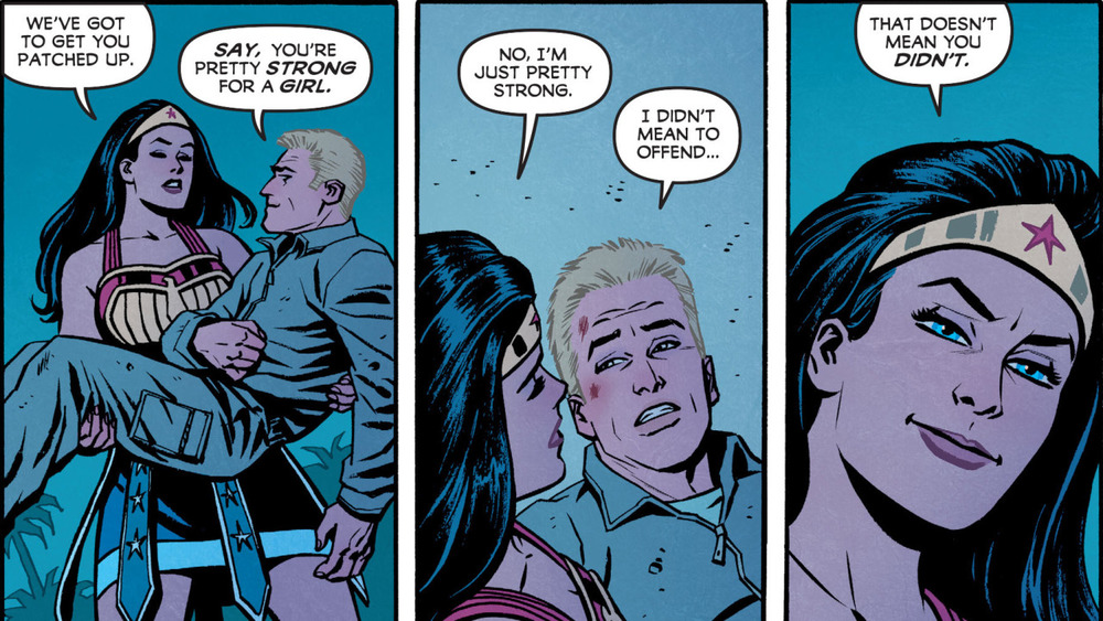 Diana meets Steve Trevor in the comics. 