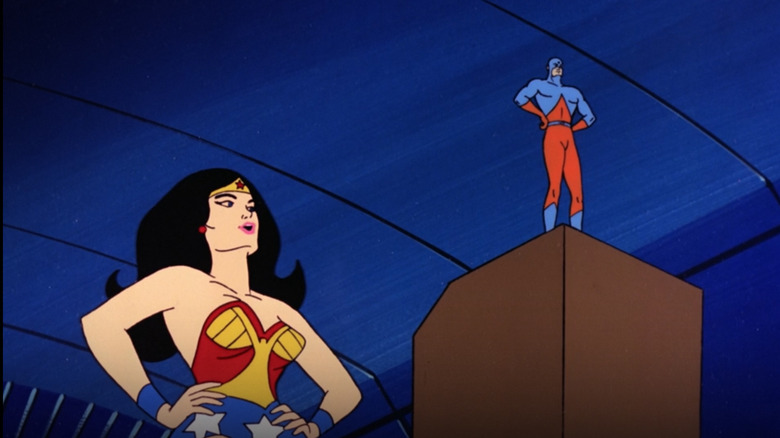 Atom poses with Wonder Woman
