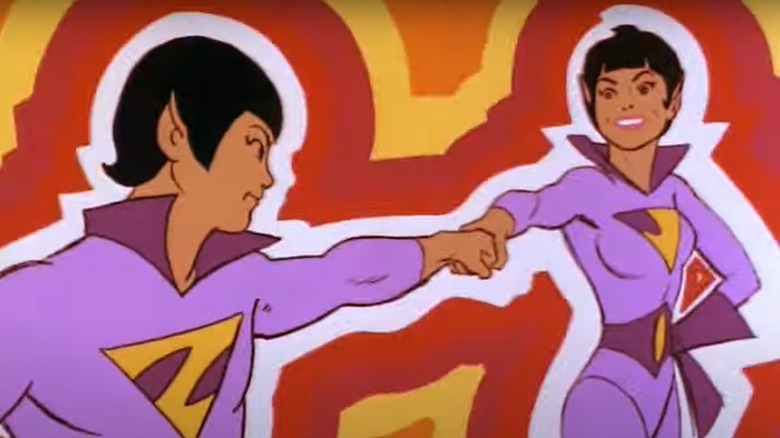 Wonder Twins hold pose