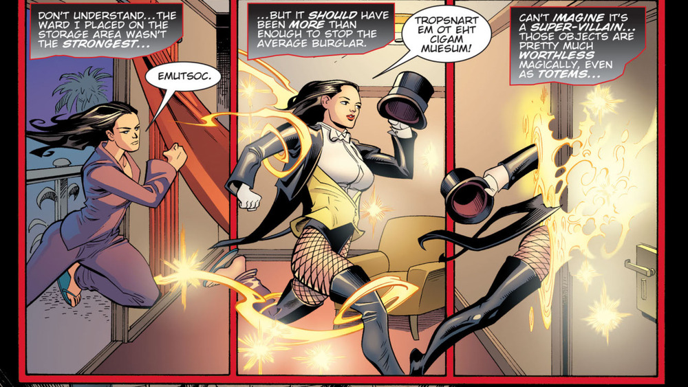 Zatanna changing into costume