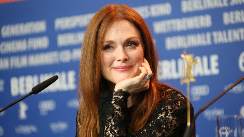 Julianne Moore listening to a question