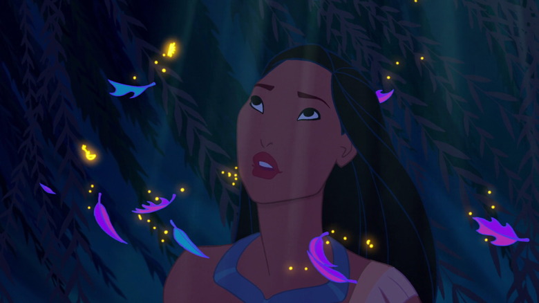 Pocahontas surrounded by leaves