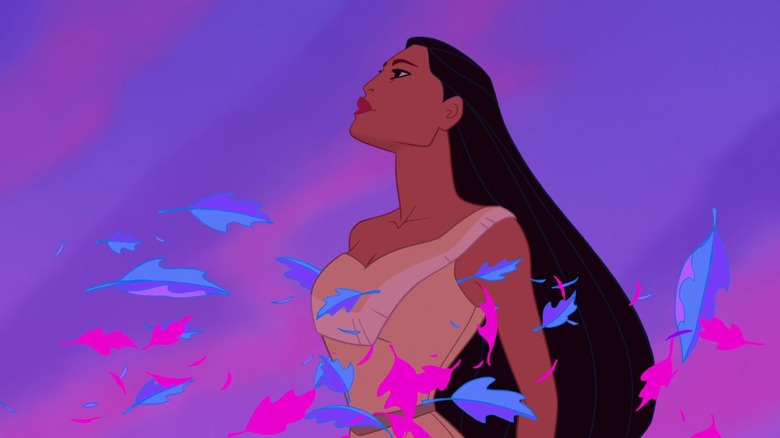 Pocahontas surrounded by leaves