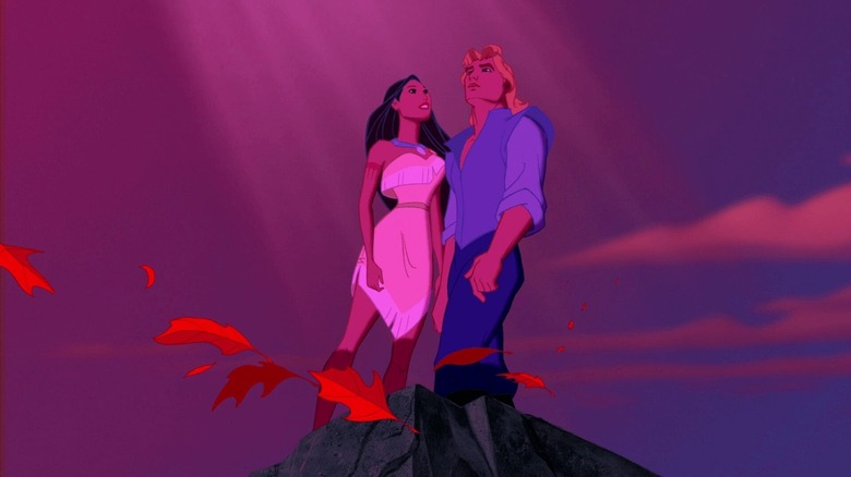 Pocahontas and John Smith embracing