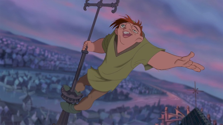 Quasimodo swinging from spire