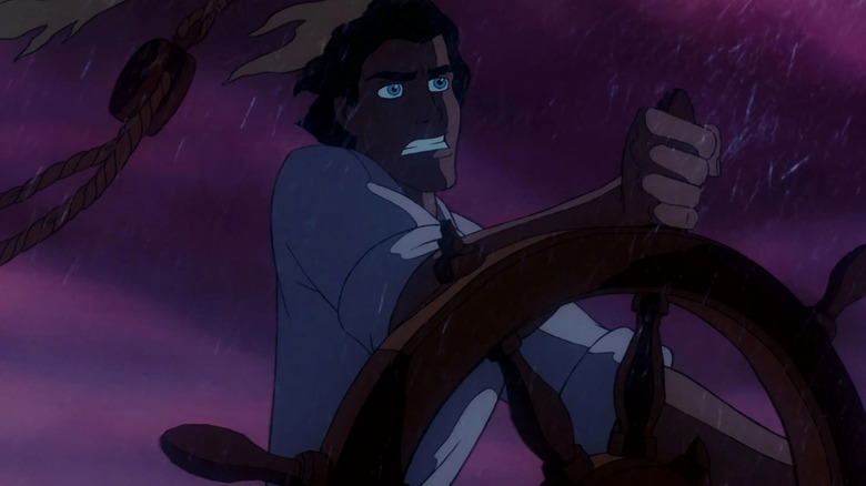 Prince Eric steering ship