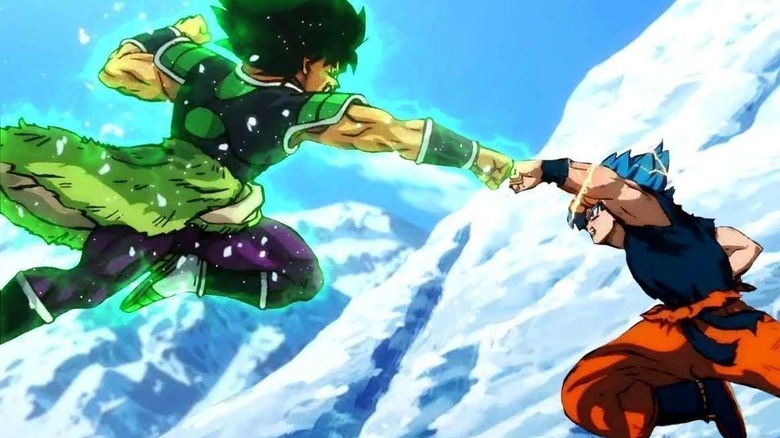 Broly and Goku trade punches