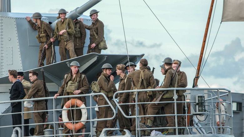 Dunkirk extras on a battleship