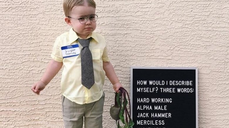 Child dressed as Dwight Schrute