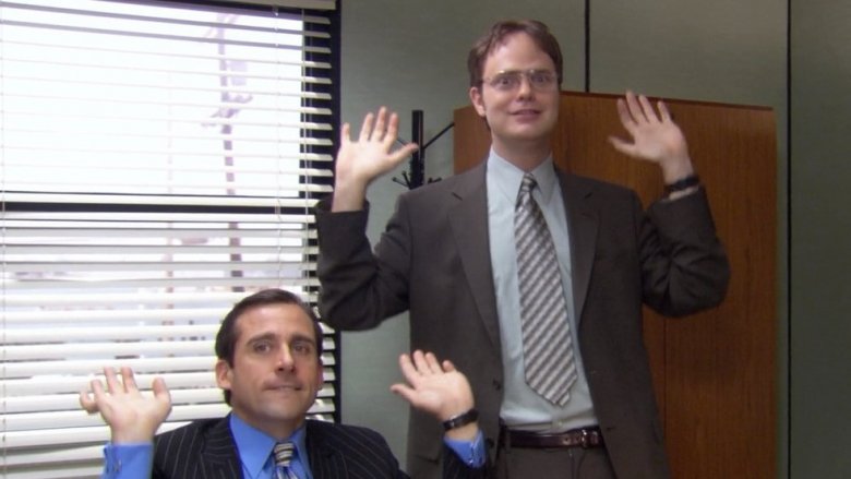 Steve Carell and Rainn Wilson in The Office