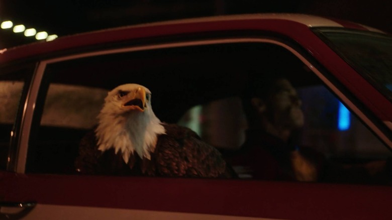 Eagly riding in Peacemaker's car