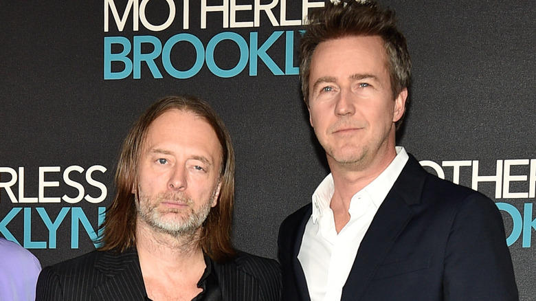 Thom Yorke and Edward Norton at Motherless Brooklyn premiere