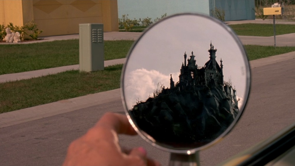 Castle in rearview mirror