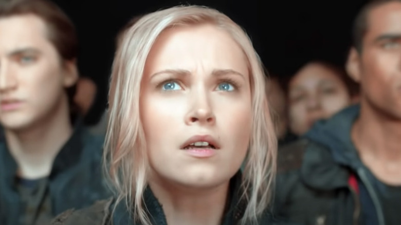 Eliza Taylor looks up gaping