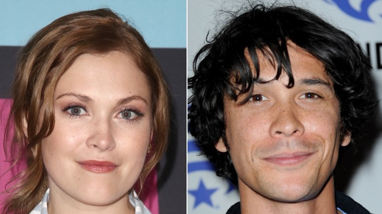 Eliza Taylor Bob Morley smiling split photo