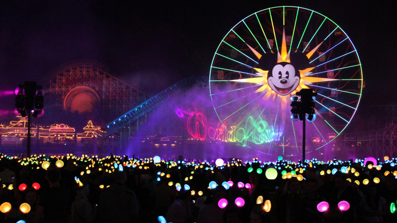 Disney theme park at night