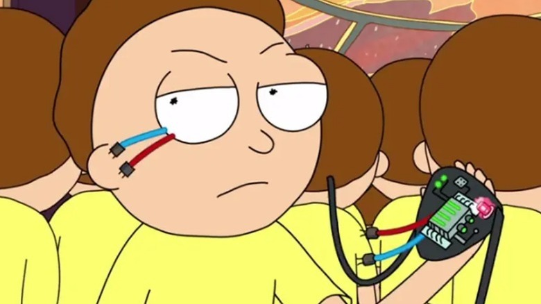 Evil Morty takes off eyepatch