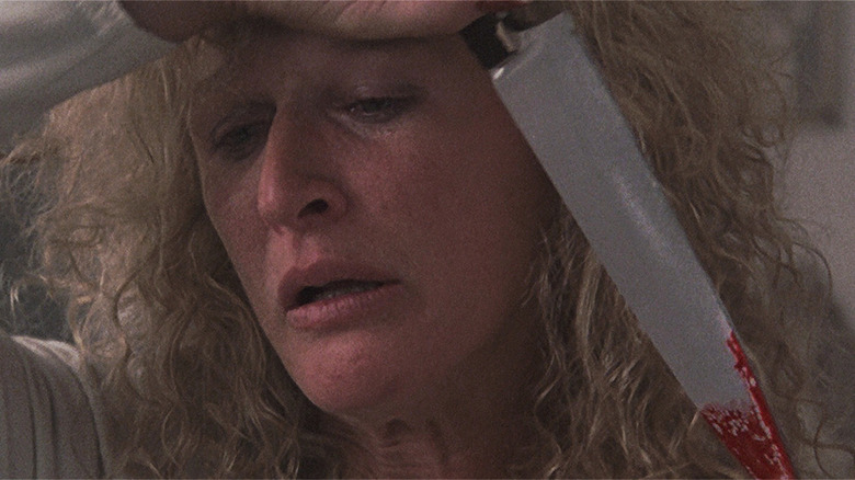 Glenn Close holding bloody knife