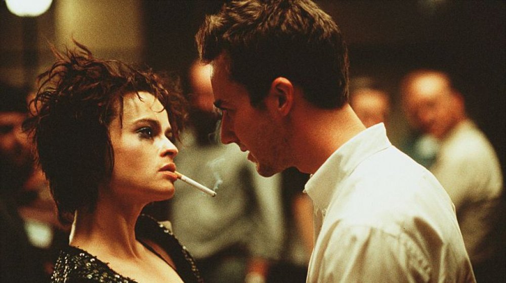 Helena Bonham-Carter as Marla Singer and Edward Norton as the Narrator in Fight Club