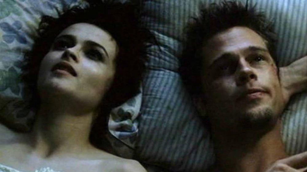 Brad Pitt as Tyler Durden and Helena Bonham-Carter as Marla Singer in Fight Club