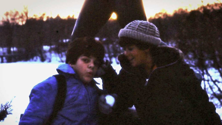 two boys in snowy Norway