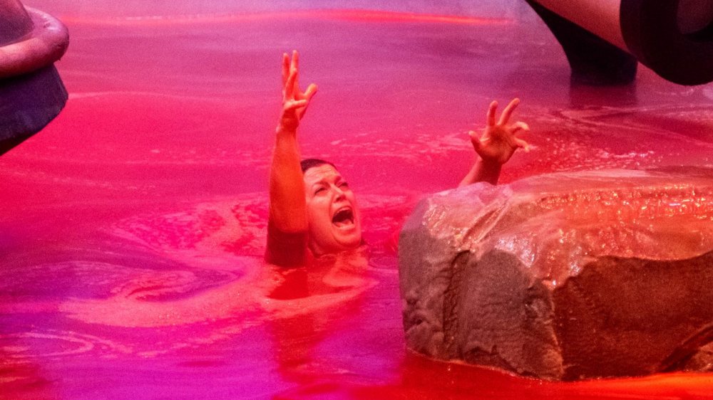 Contestant is submerged in slime on Floor Is Lava