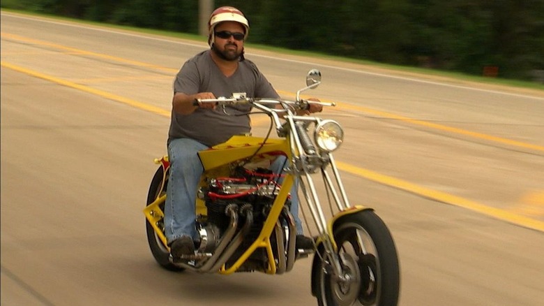Frank Fritz on a motorcycle
