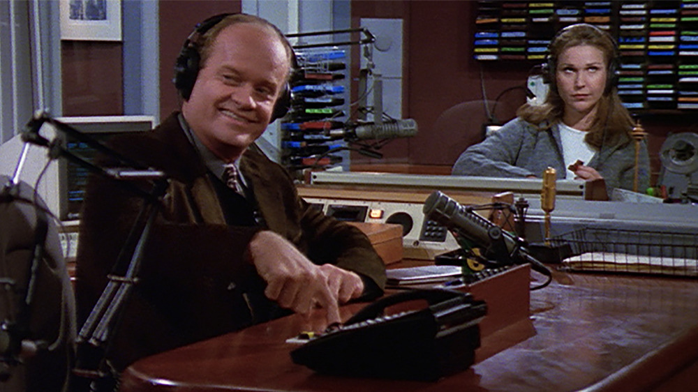 Frasier and his producer Roz Doyle at their recording studio at KACL