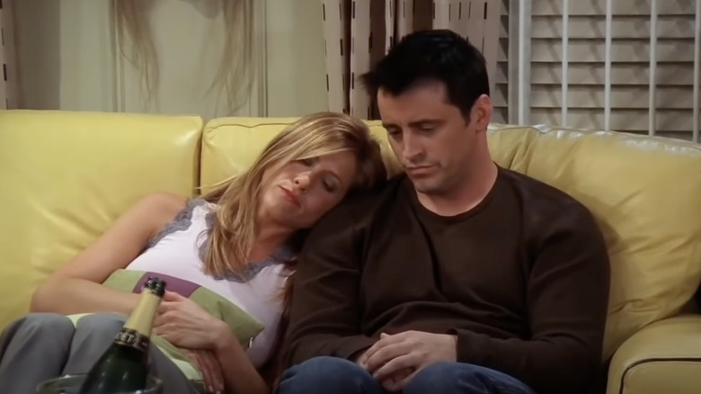 Joey and Rachel on sofa