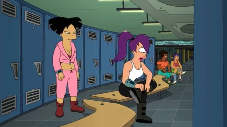 Leela and Amy in locker room