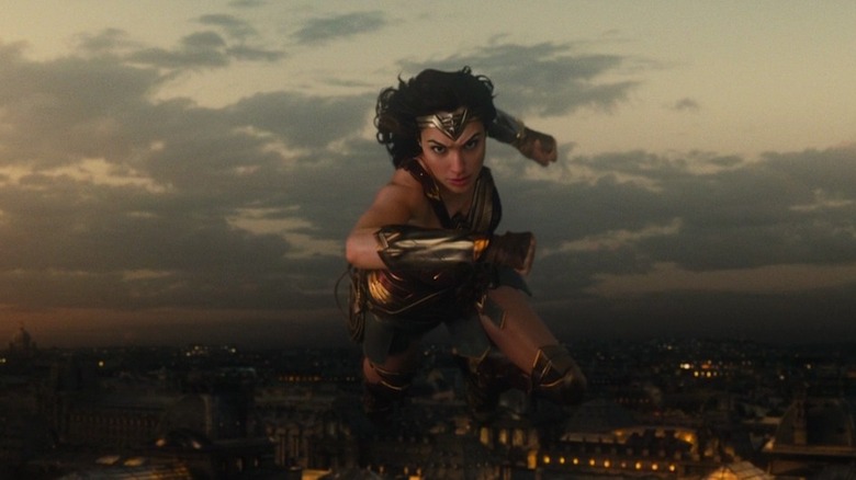 Gal Gadot charging into battle