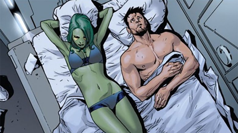 Gamora and Tony Stark