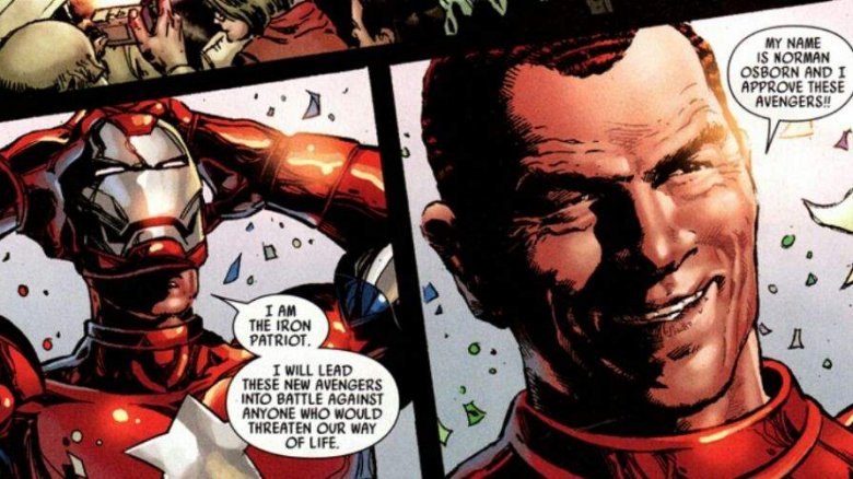 Norman Osborn introducing himself as Iron Patriot