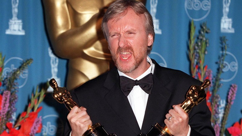 James Cameron double-fisting Oscars