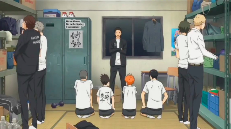 Haikyuu!! team in locker room