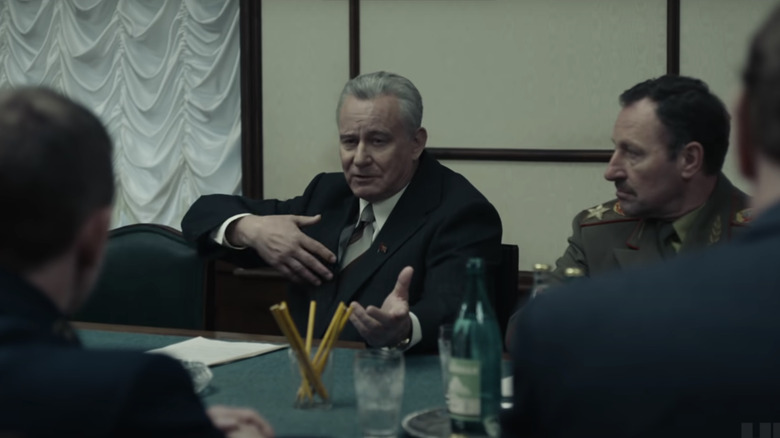 Stellan Skarsgard conference table Chernobyl