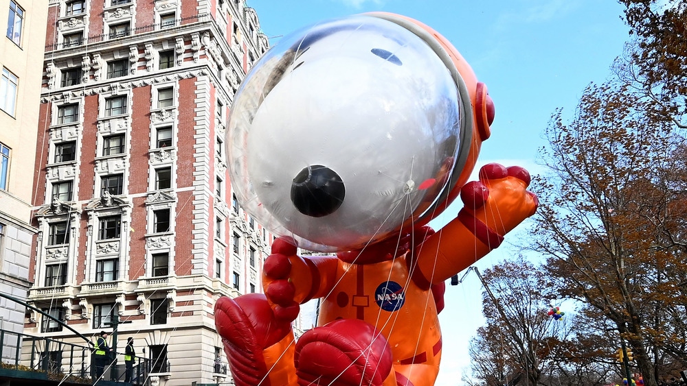 The astronaut Snoopy balloon in the Macy's Thanksgiving Day Parade