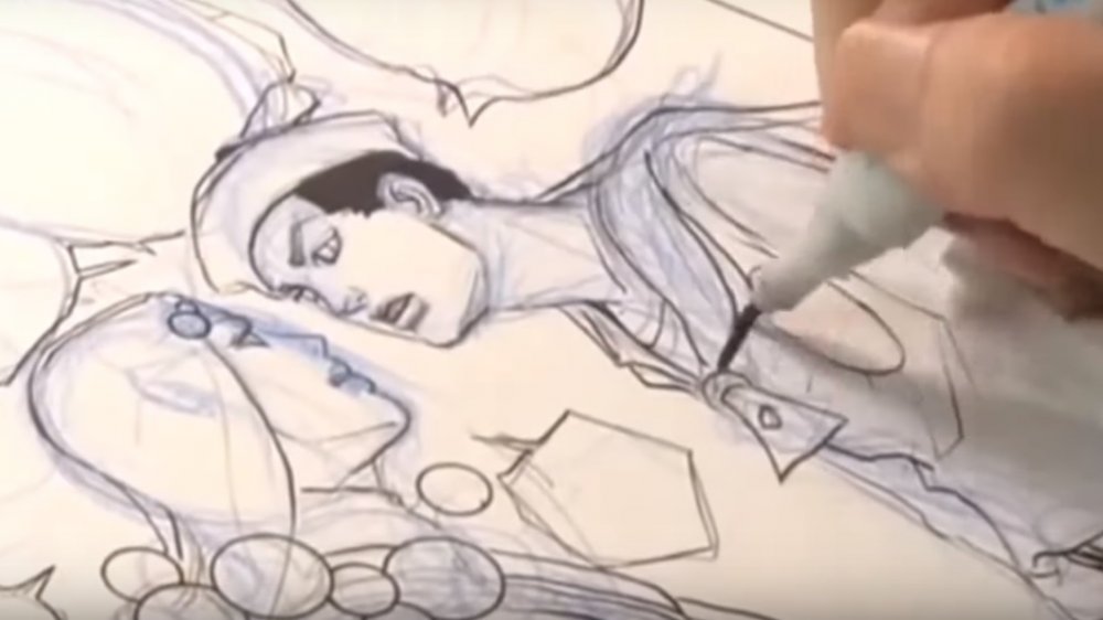 Araki drawing manga panels